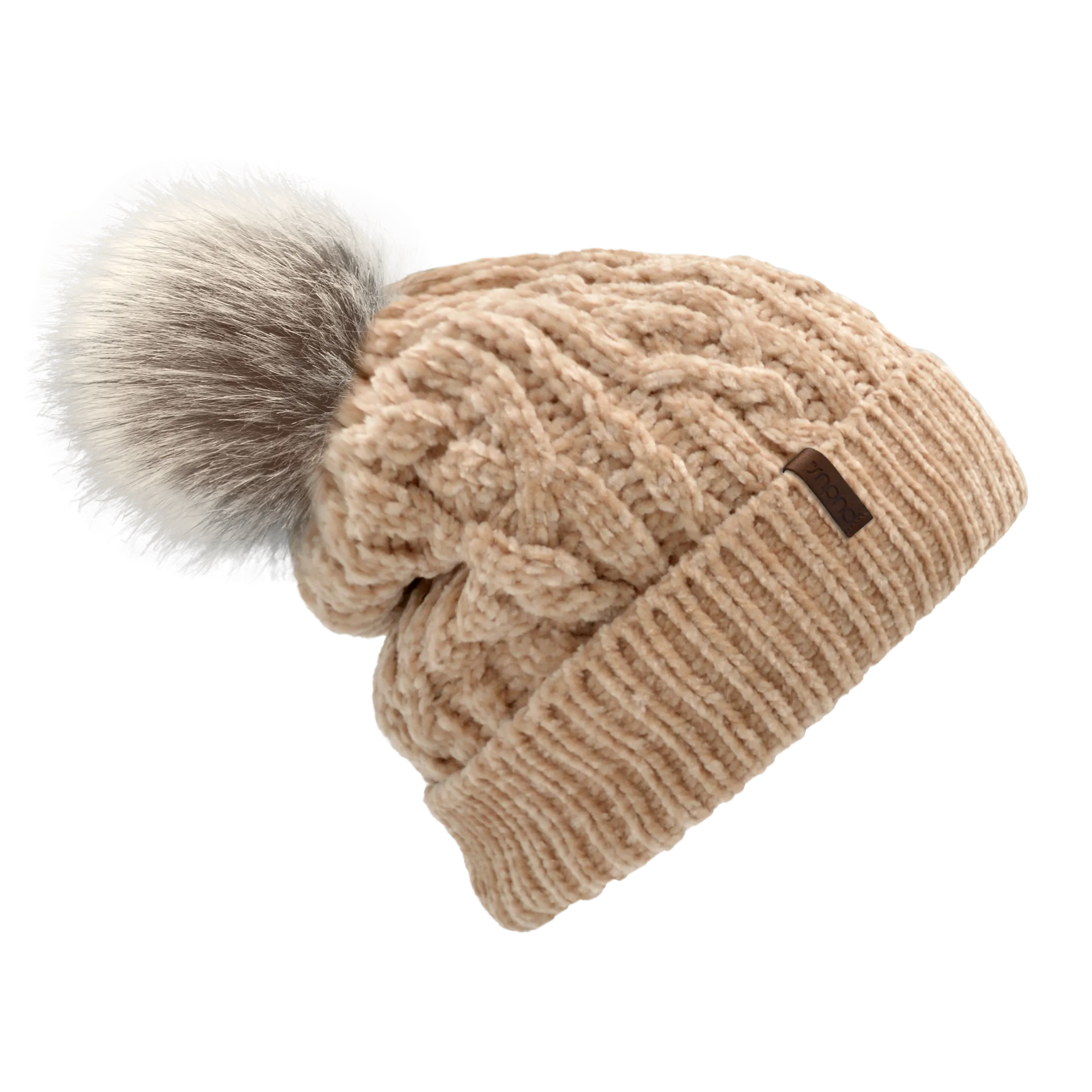 Sand Chenille Cable Knit - Beanie Hat Adult