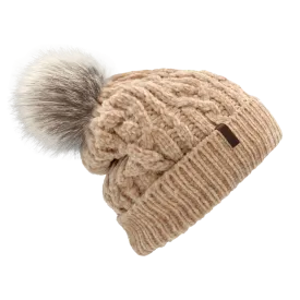 Sand Chenille Cable Knit - Beanie Hat Adult