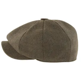 Schoffel Newsboy Mens Cap - Loden Green Herringbone Tweed