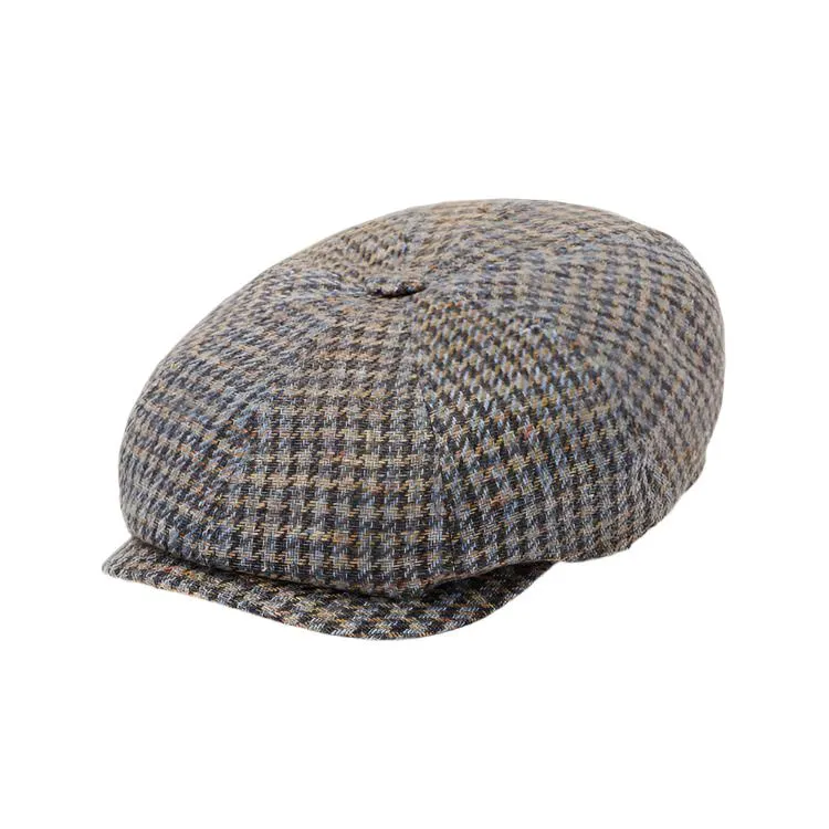 Stetson Hatteras Linen/Cotton Houndstooth Cap - Multicolour Houndstooth