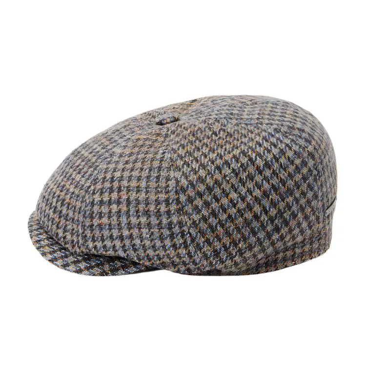 Stetson Hatteras Linen/Cotton Houndstooth Cap - Multicolour Houndstooth