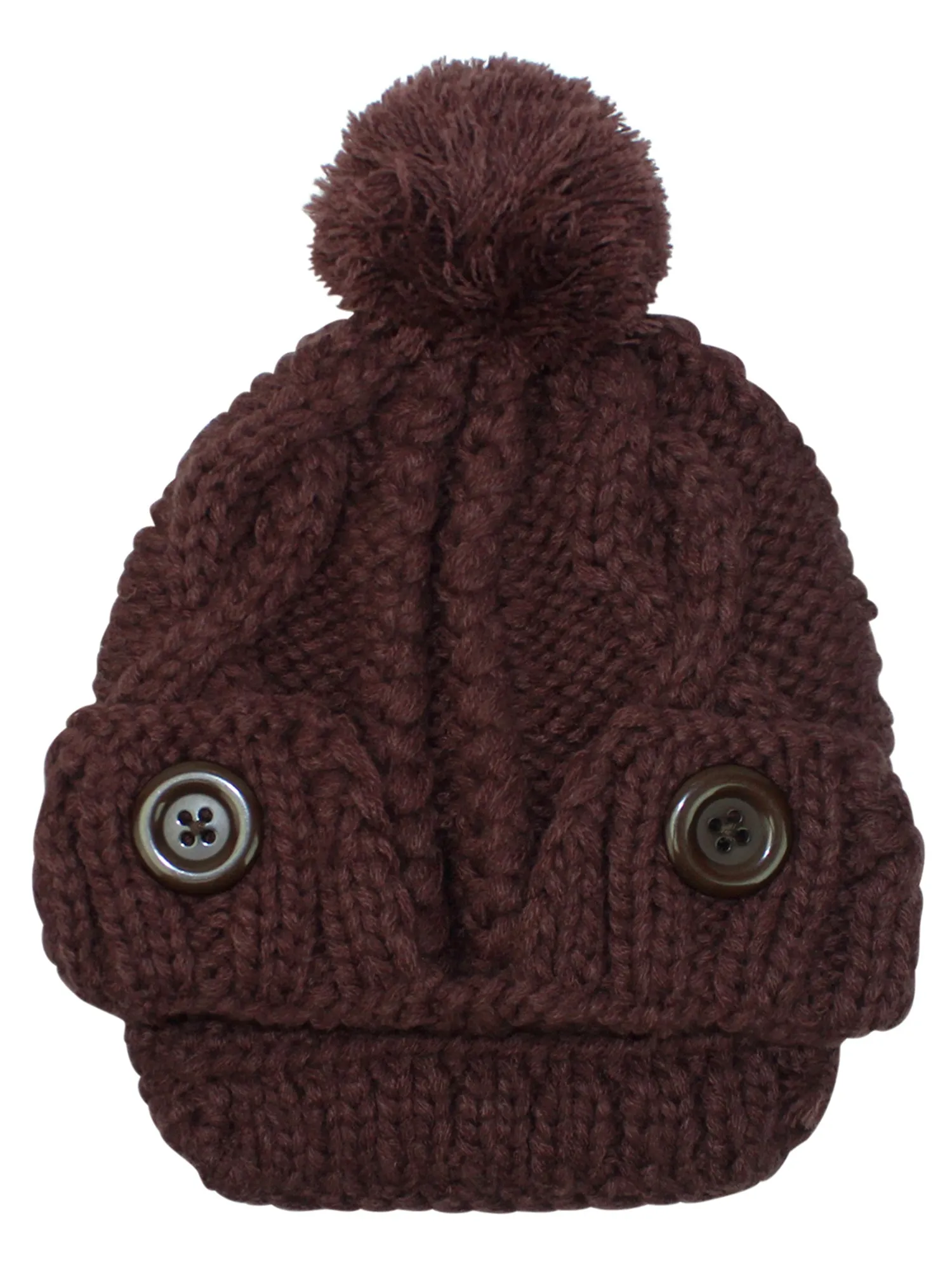 Stretchy Knit Newsboy Cap With Pom Pom