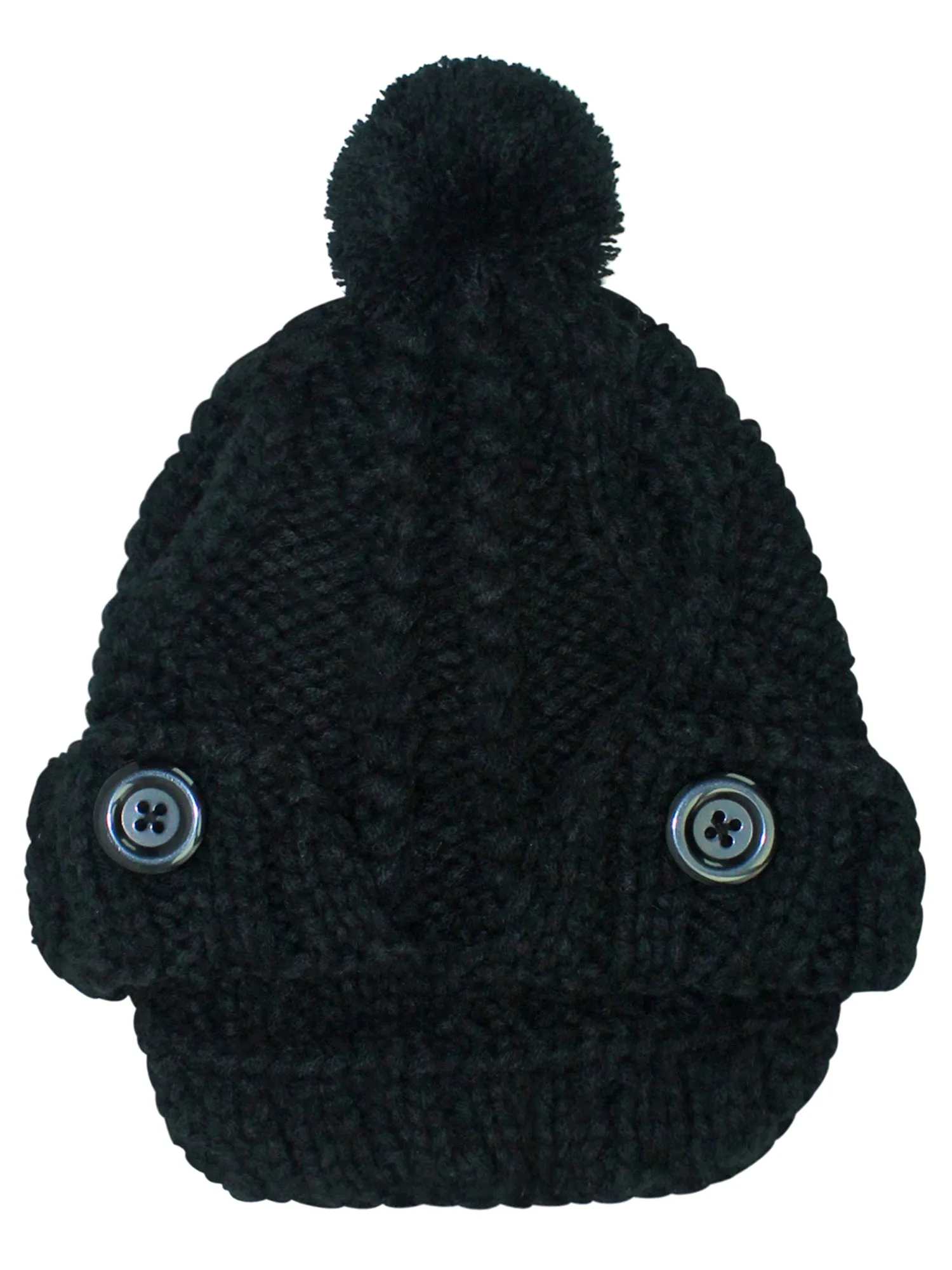 Stretchy Knit Newsboy Cap With Pom Pom