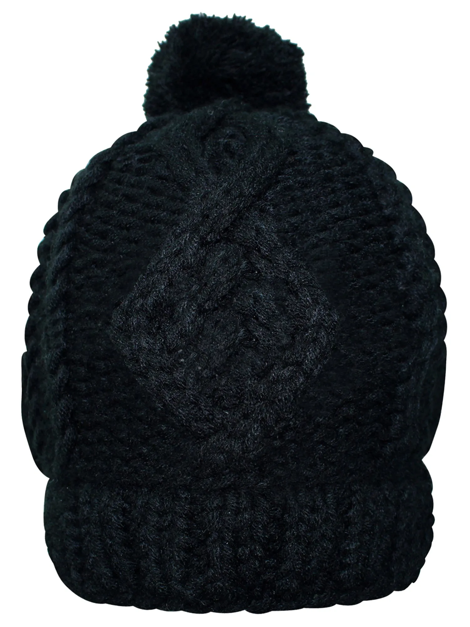 Stretchy Knit Newsboy Cap With Pom Pom