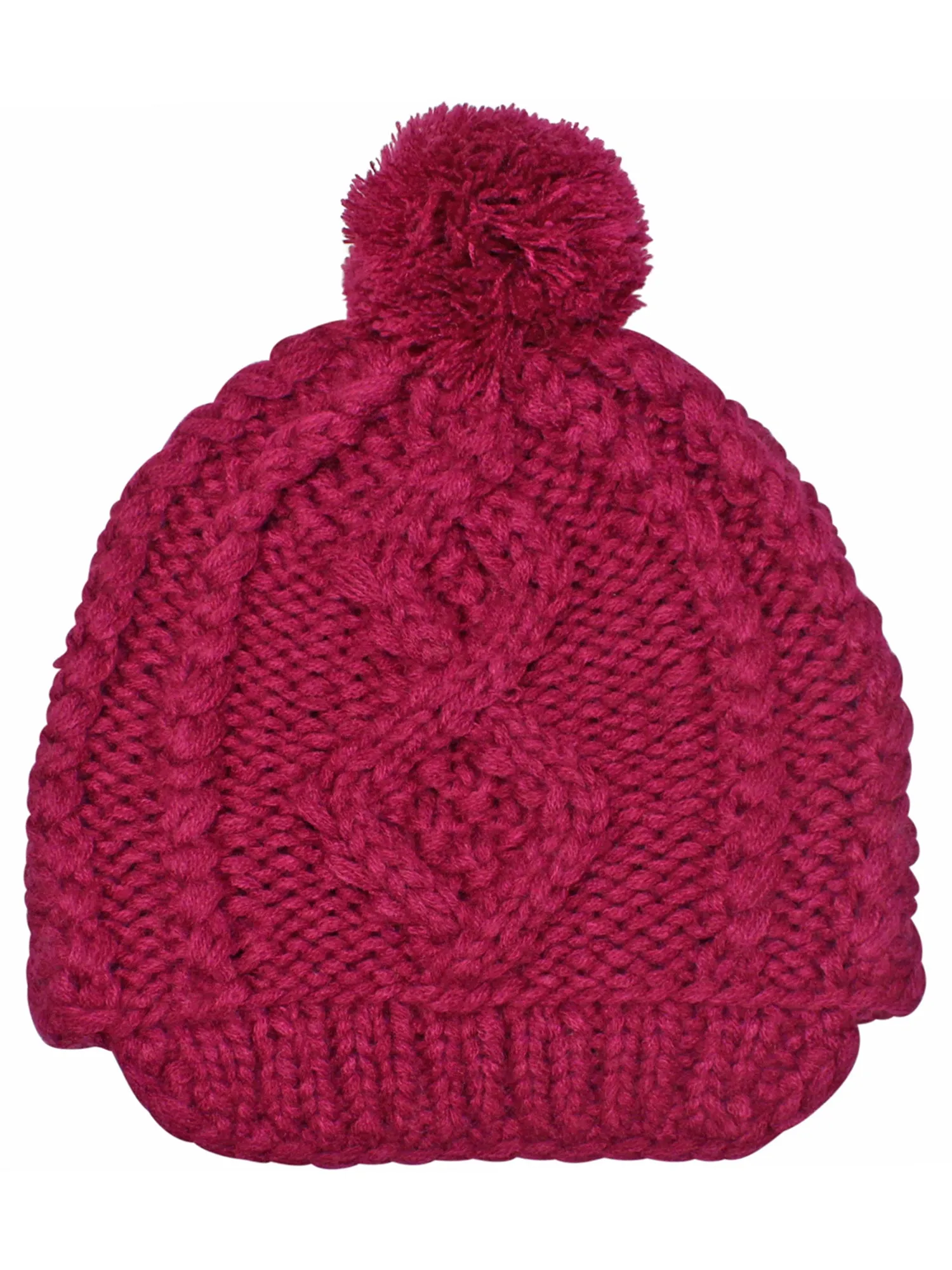 Stretchy Knit Newsboy Cap With Pom Pom