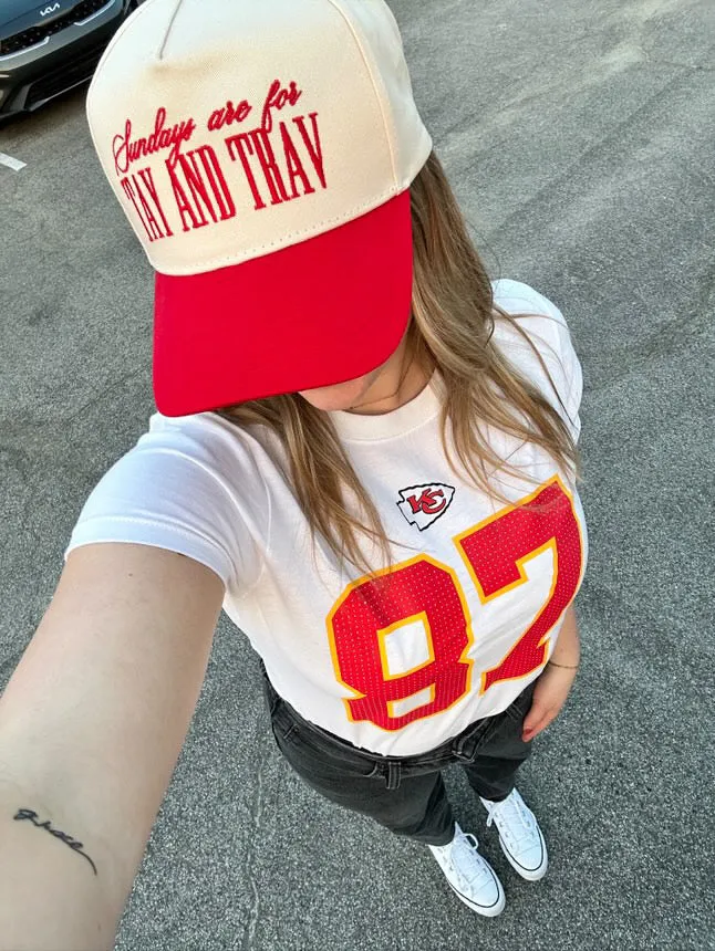 Sundays Are For Tay   Trav - Red Vintage Trucker Hat