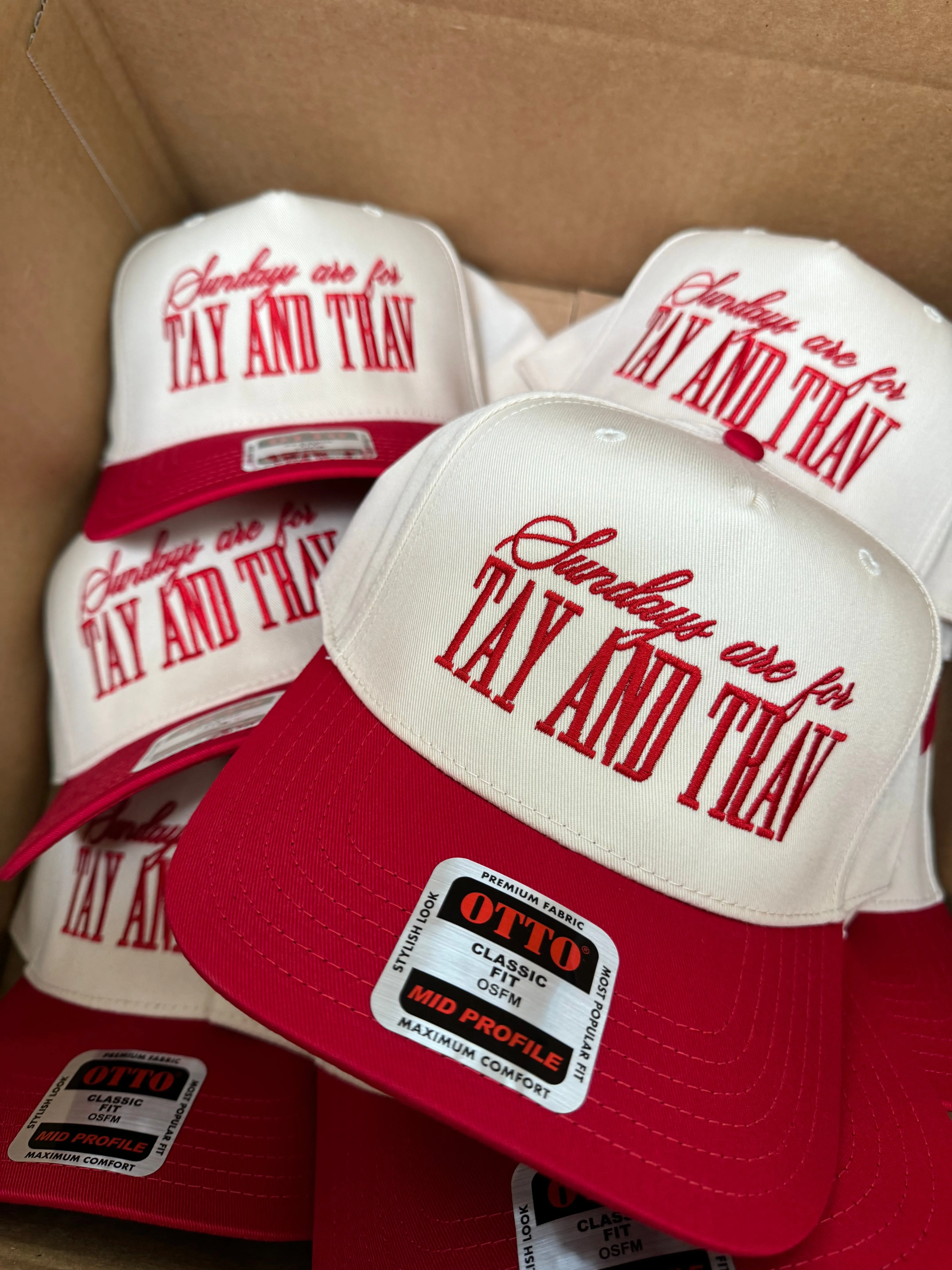 Sundays Are For Tay   Trav - Red Vintage Trucker Hat