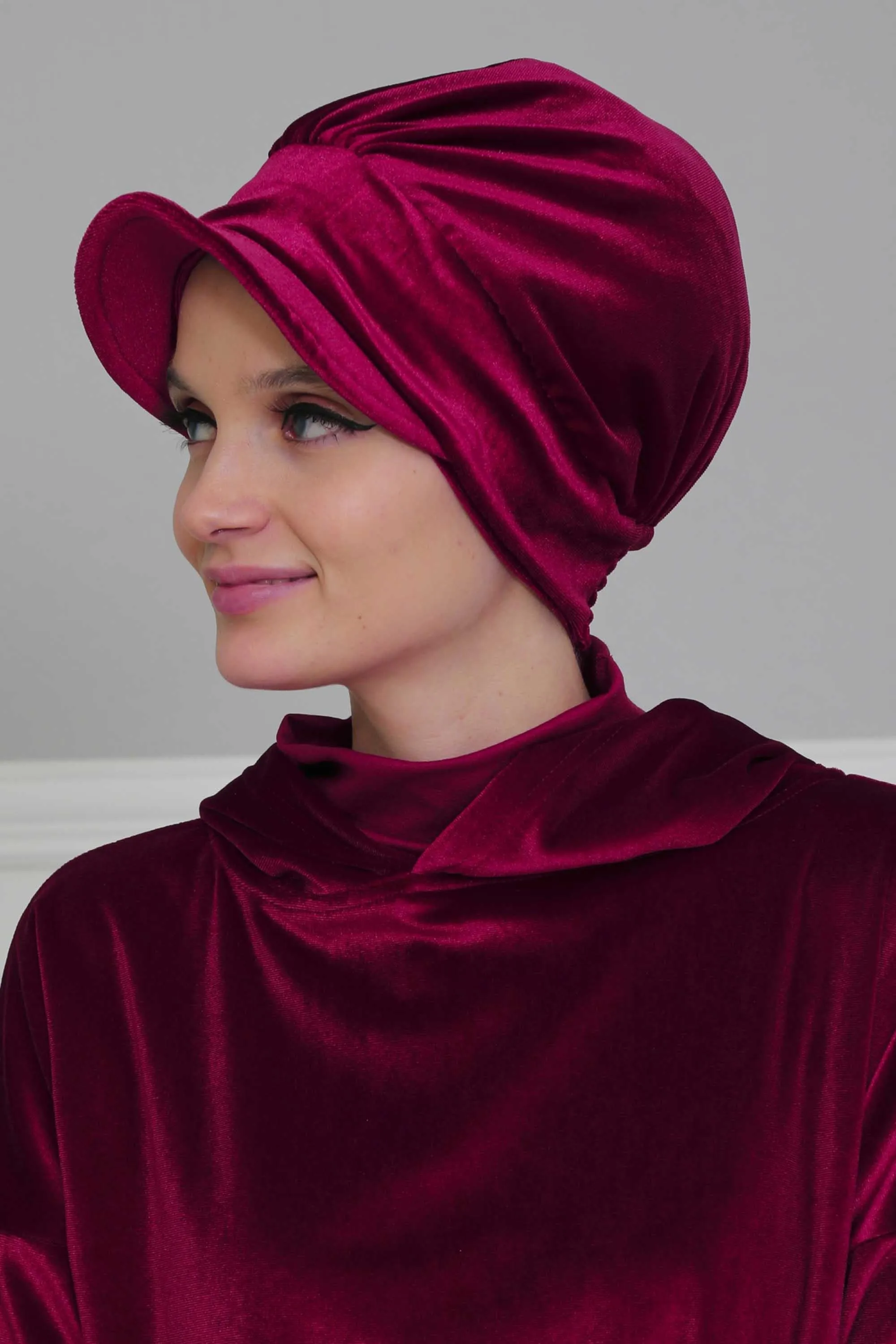 Super Soft Velvet Newsboy Visor Cap for Women, Elegant Comfortable Plain Turban Visor Cap for Daily Use, Chic Velvet Chemo Headwear,B-30K