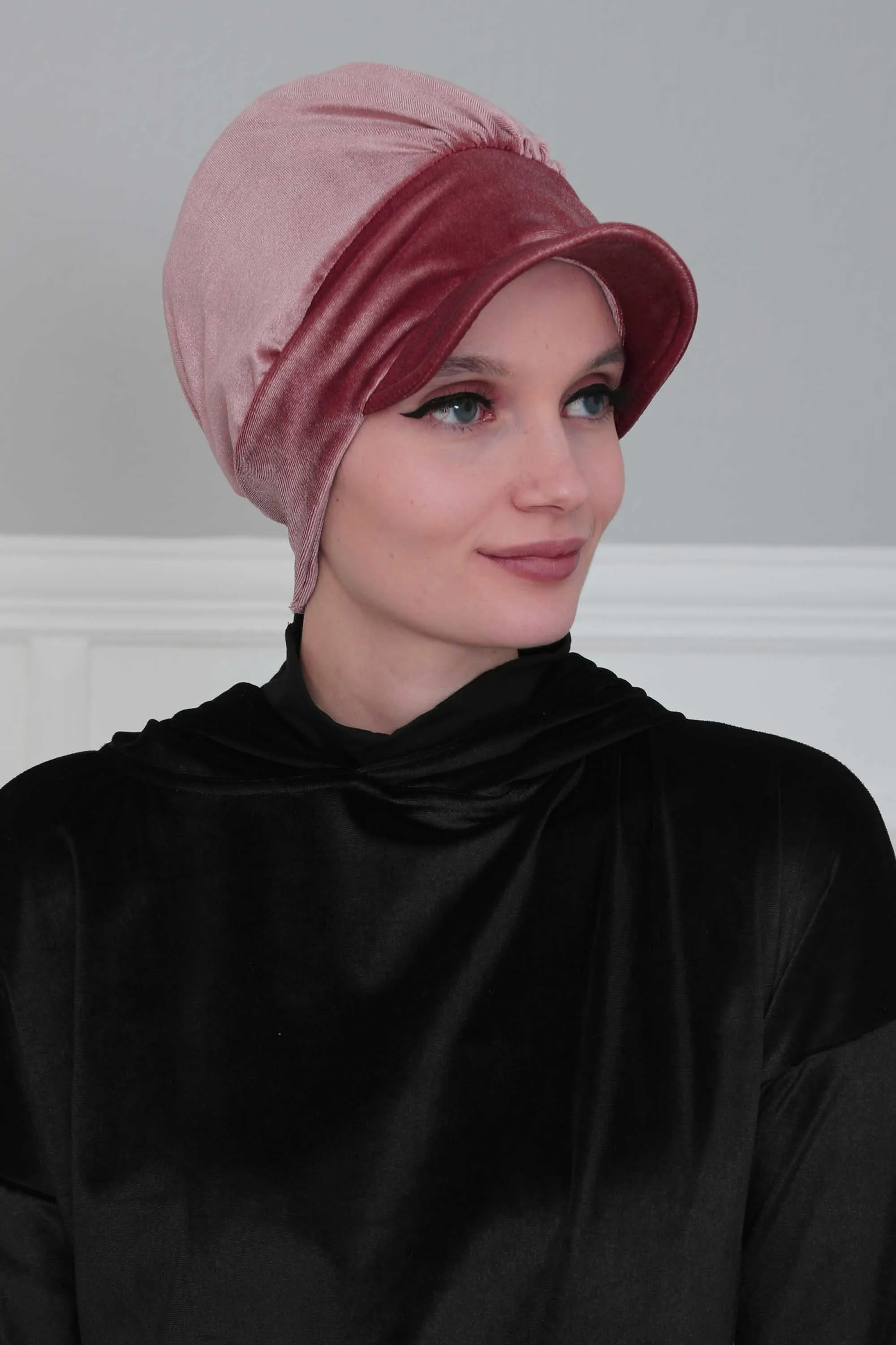 Super Soft Velvet Newsboy Visor Cap for Women, Elegant Comfortable Plain Turban Visor Cap for Daily Use, Chic Velvet Chemo Headwear,B-30K