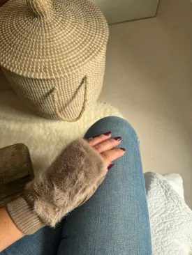 Taupe Faux Fur Fingerless Gloves