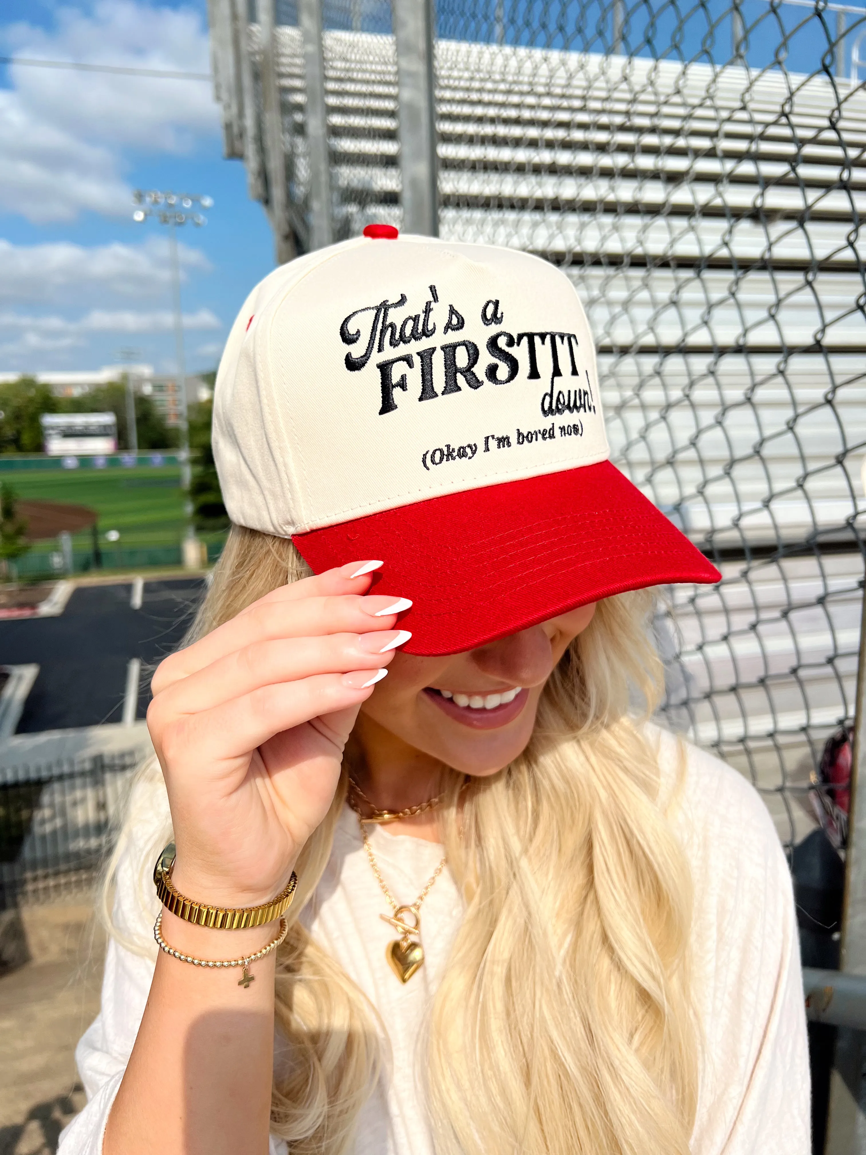 That's a Firstttt Down Vintage Trucker Hat - Red