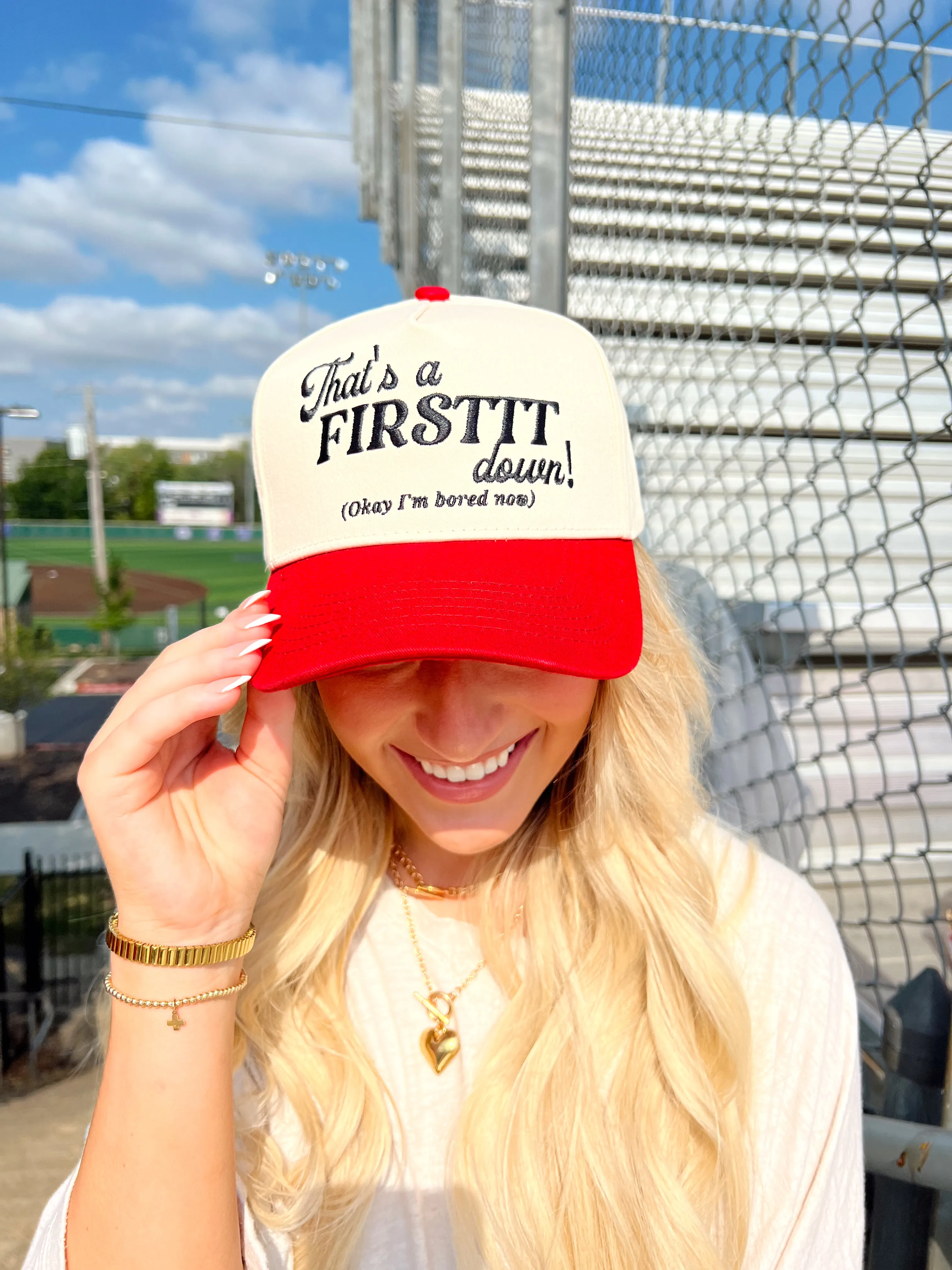 That's a Firstttt Down Vintage Trucker Hat - Red