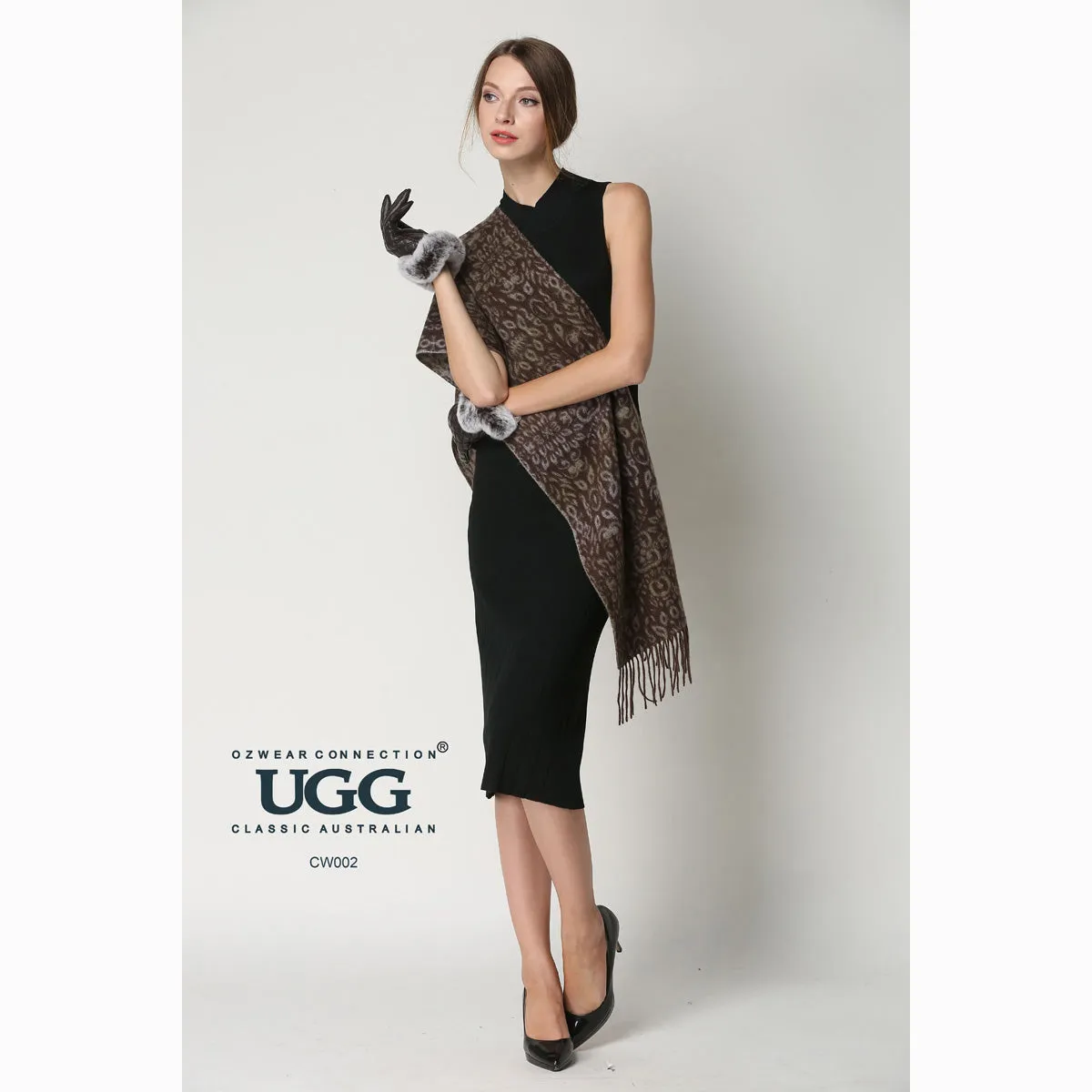 Ugg Cashmere & Wool Scarf Chocolate and Tan