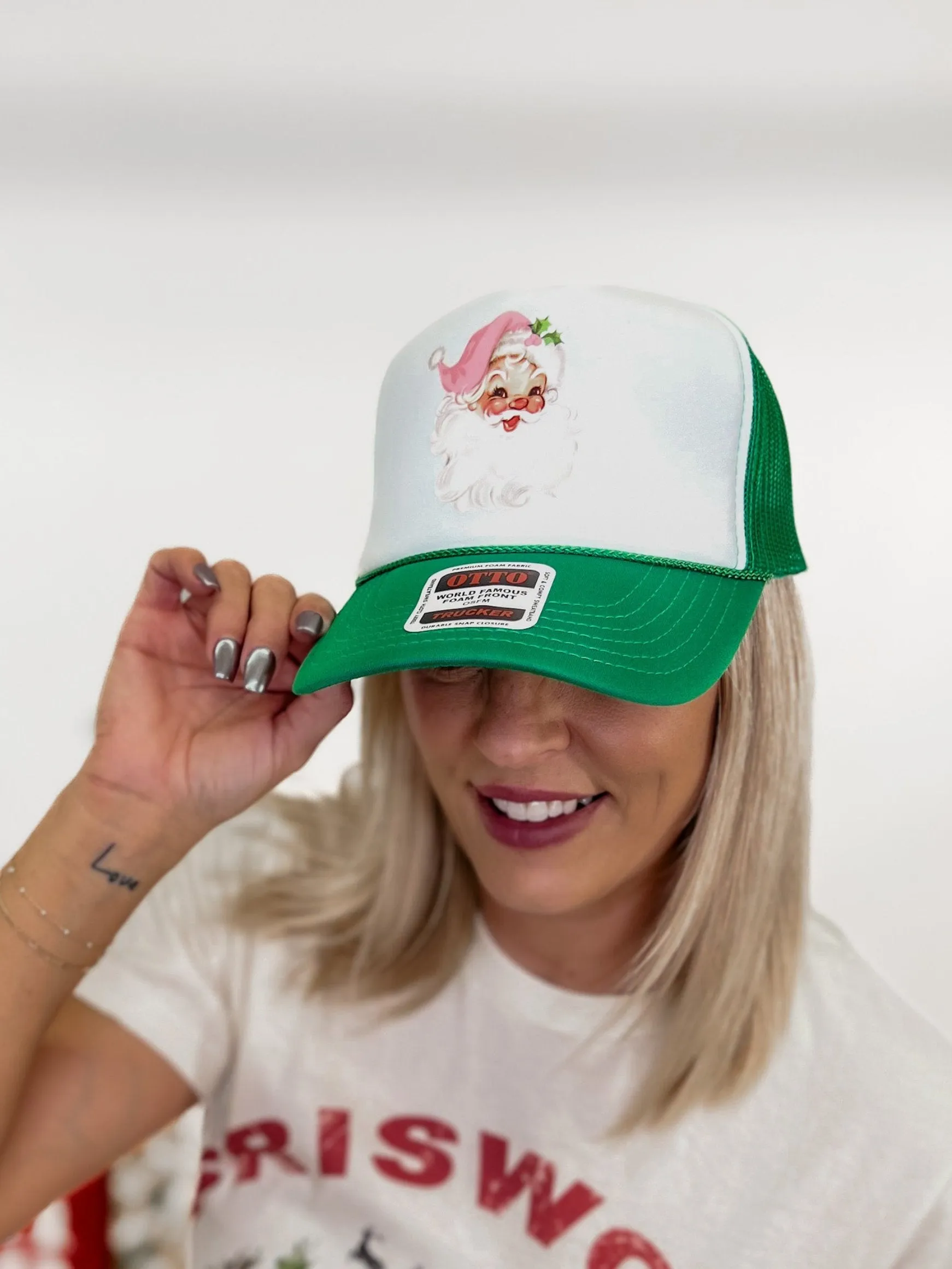 Vintage Santa Trucker Hat, Green