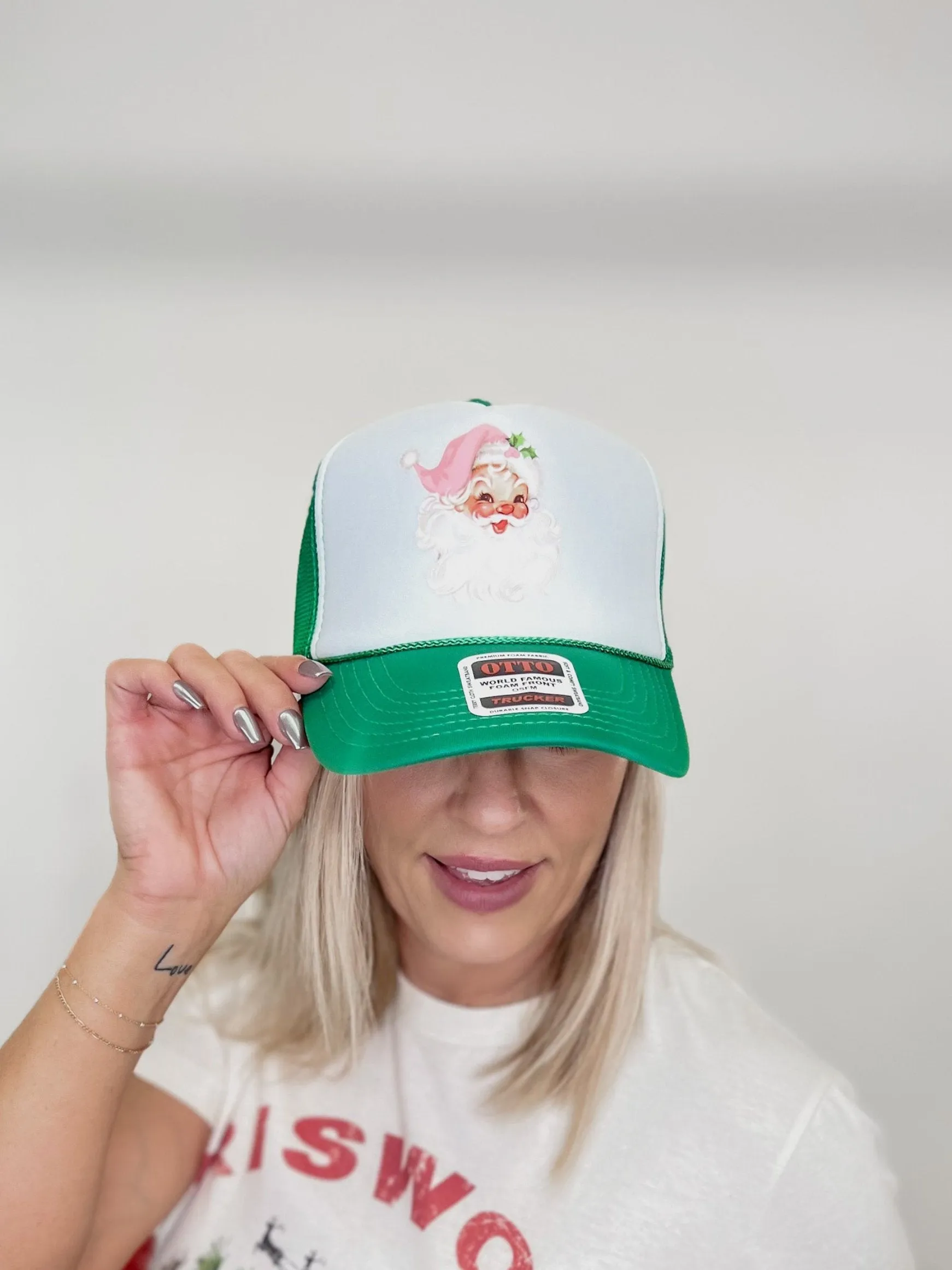 Vintage Santa Trucker Hat, Green