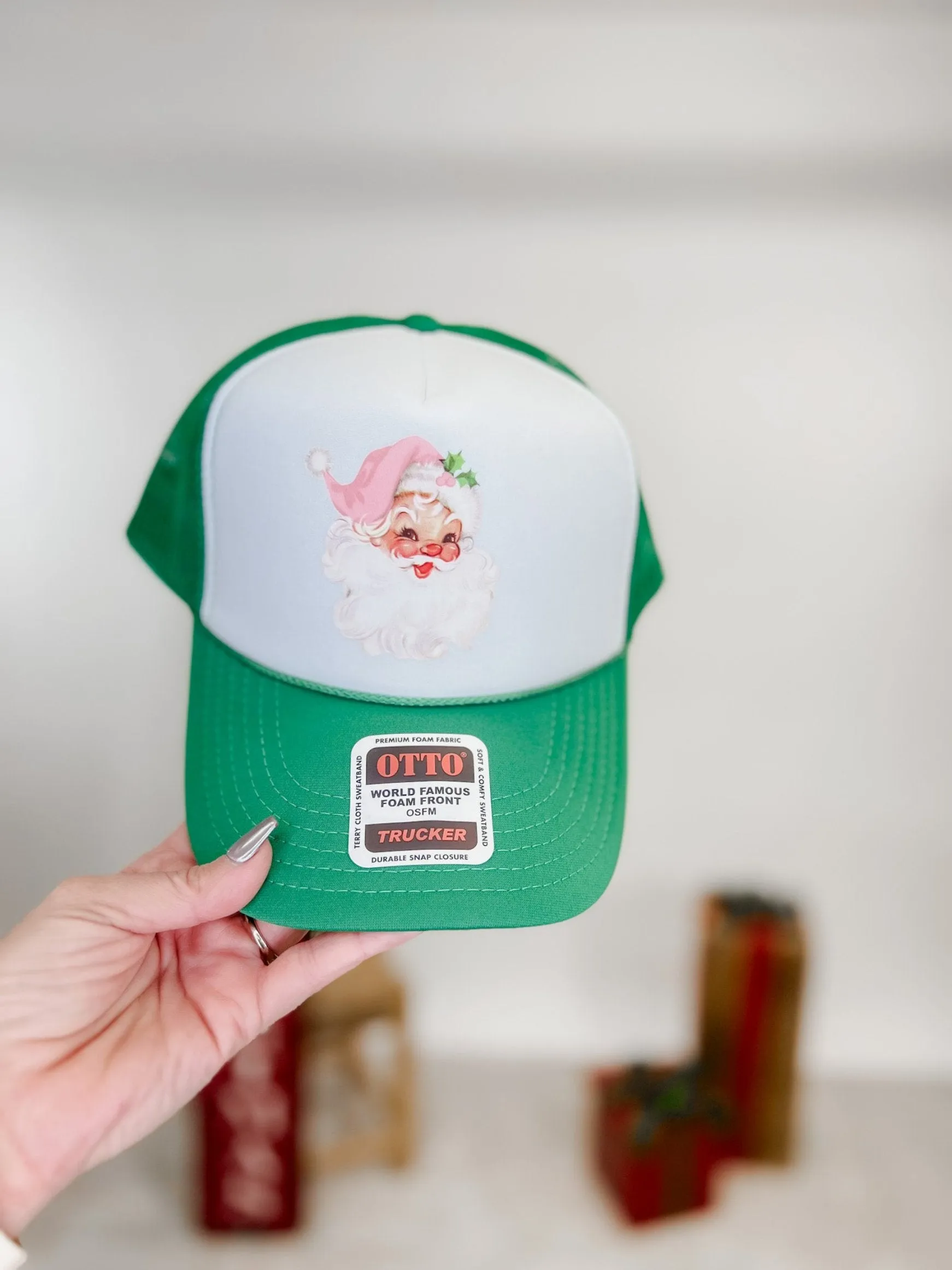 Vintage Santa Trucker Hat, Green