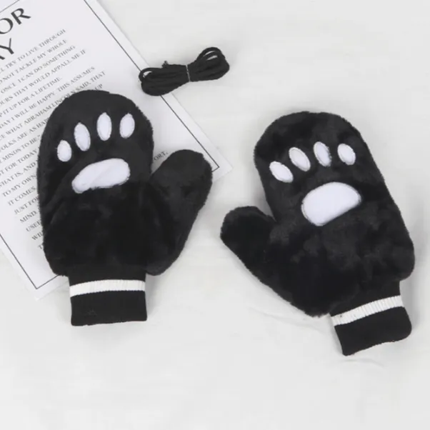 Warm Cat Paw Faux Fur Gloves