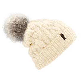 White Chenille Cable Knit - Beanie Hat Adult