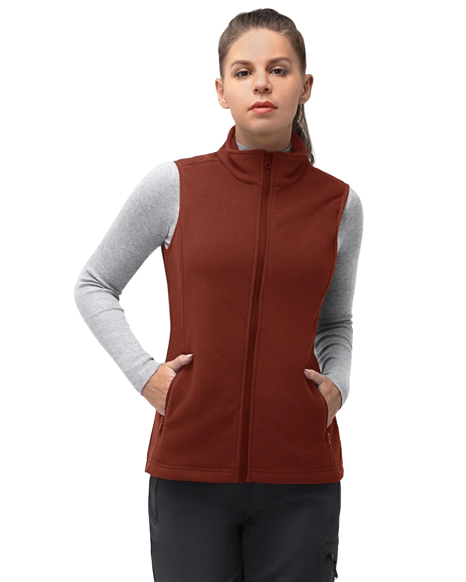 Women’s 0.82 lbs Fleece Gilet Vest Outerwear with 4 Deep Pockets