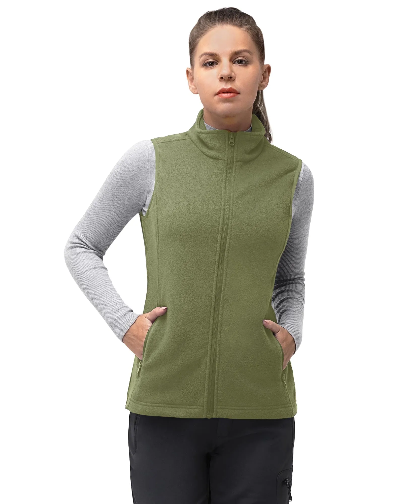 Women’s 0.82 lbs Fleece Gilet Vest Outerwear with 4 Deep Pockets