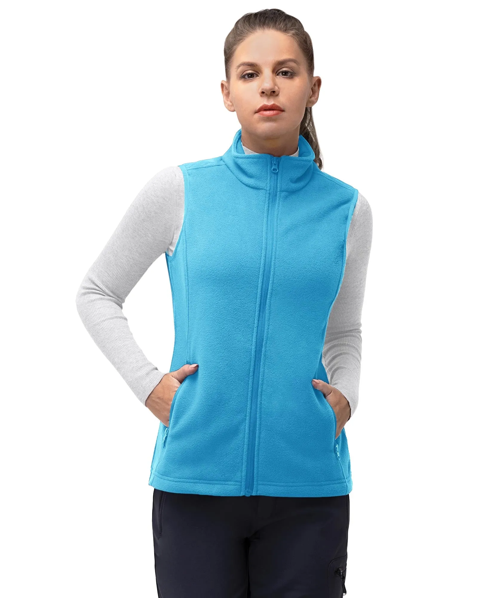 Women’s 0.82 lbs Fleece Gilet Vest Outerwear with 4 Deep Pockets