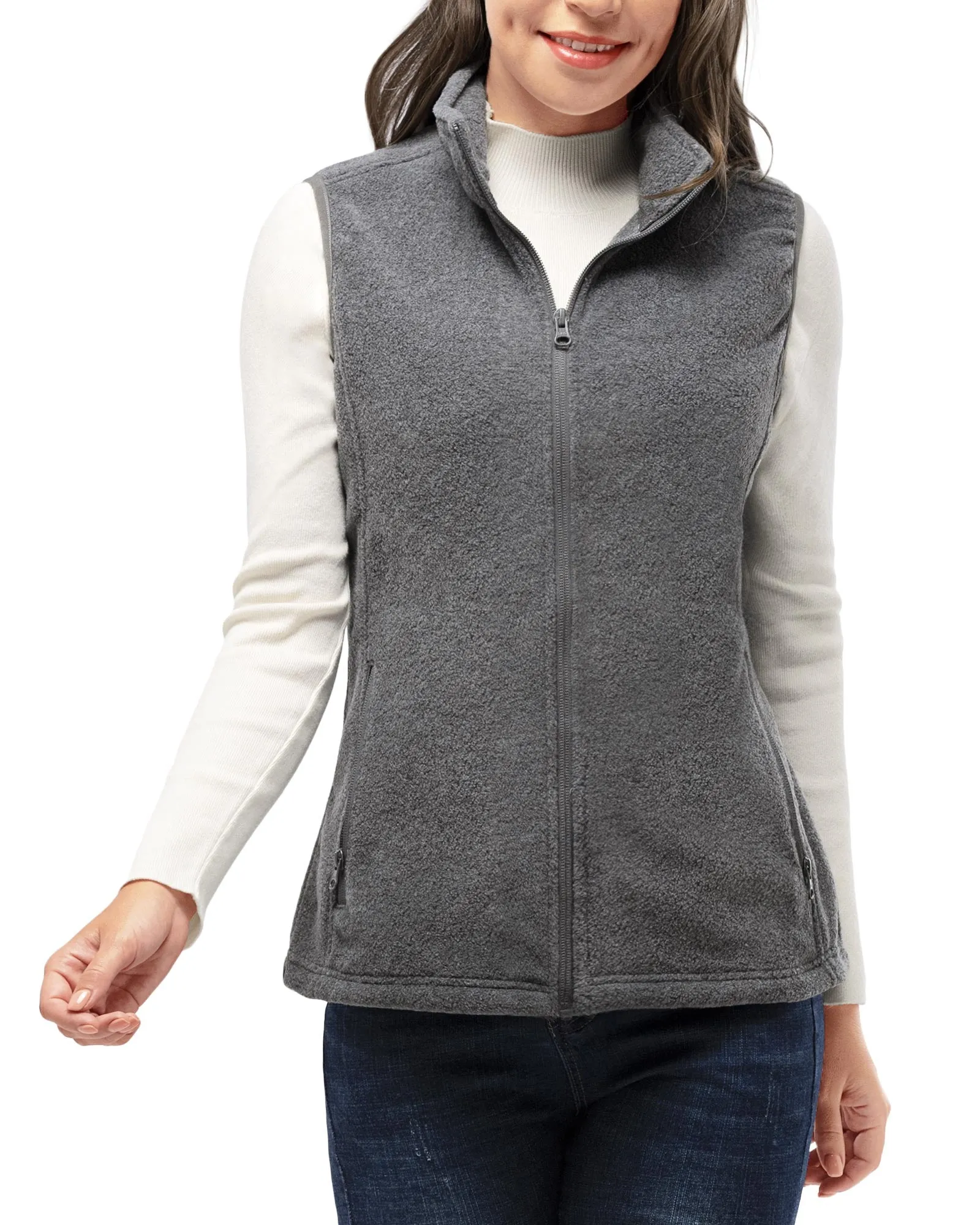 Women’s 0.82 lbs Fleece Gilet Vest Outerwear with 4 Deep Pockets