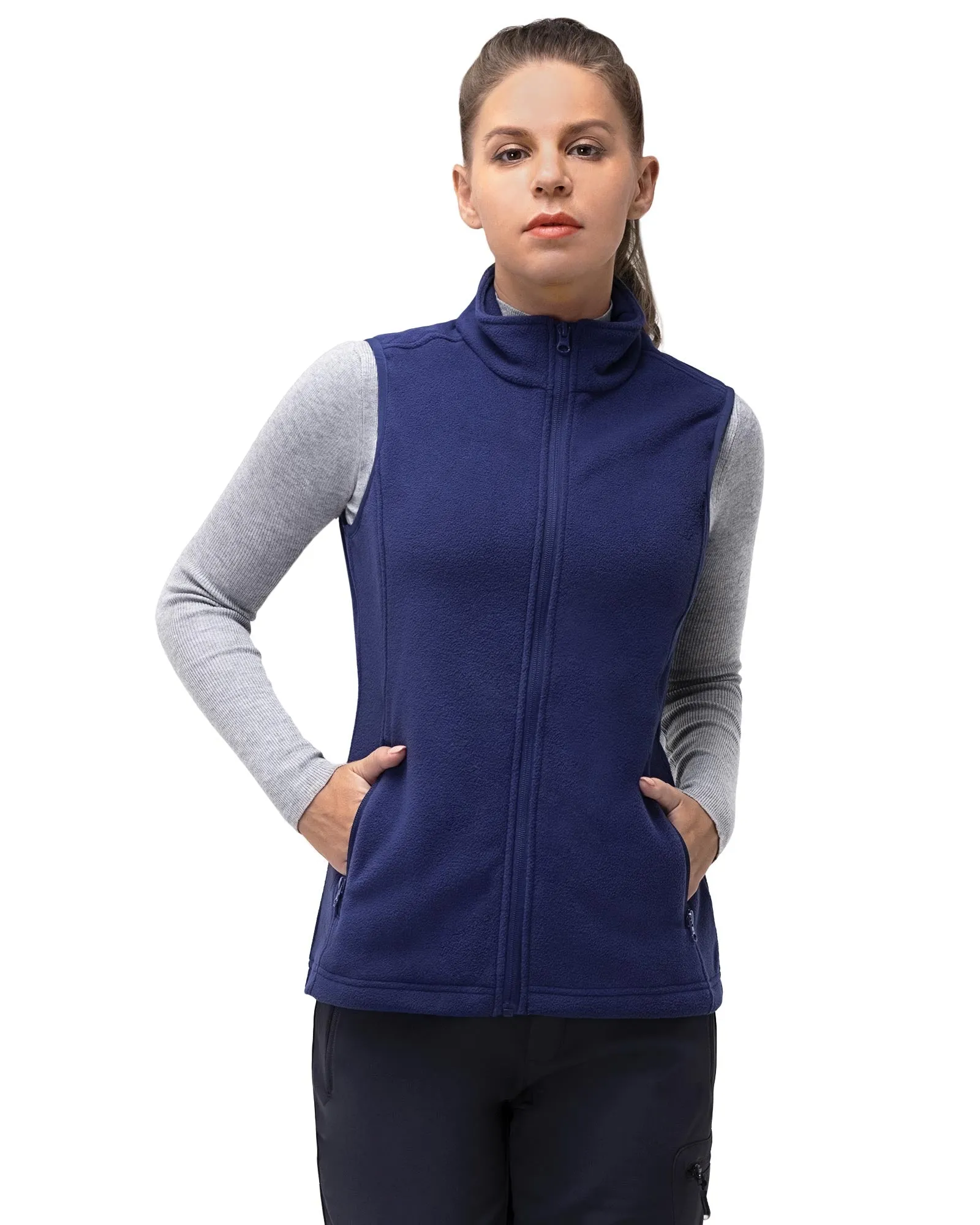 Women’s 0.82 lbs Fleece Gilet Vest Outerwear with 4 Deep Pockets