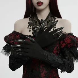 Women's Gothic Feather Embroidered Witchy Gloves