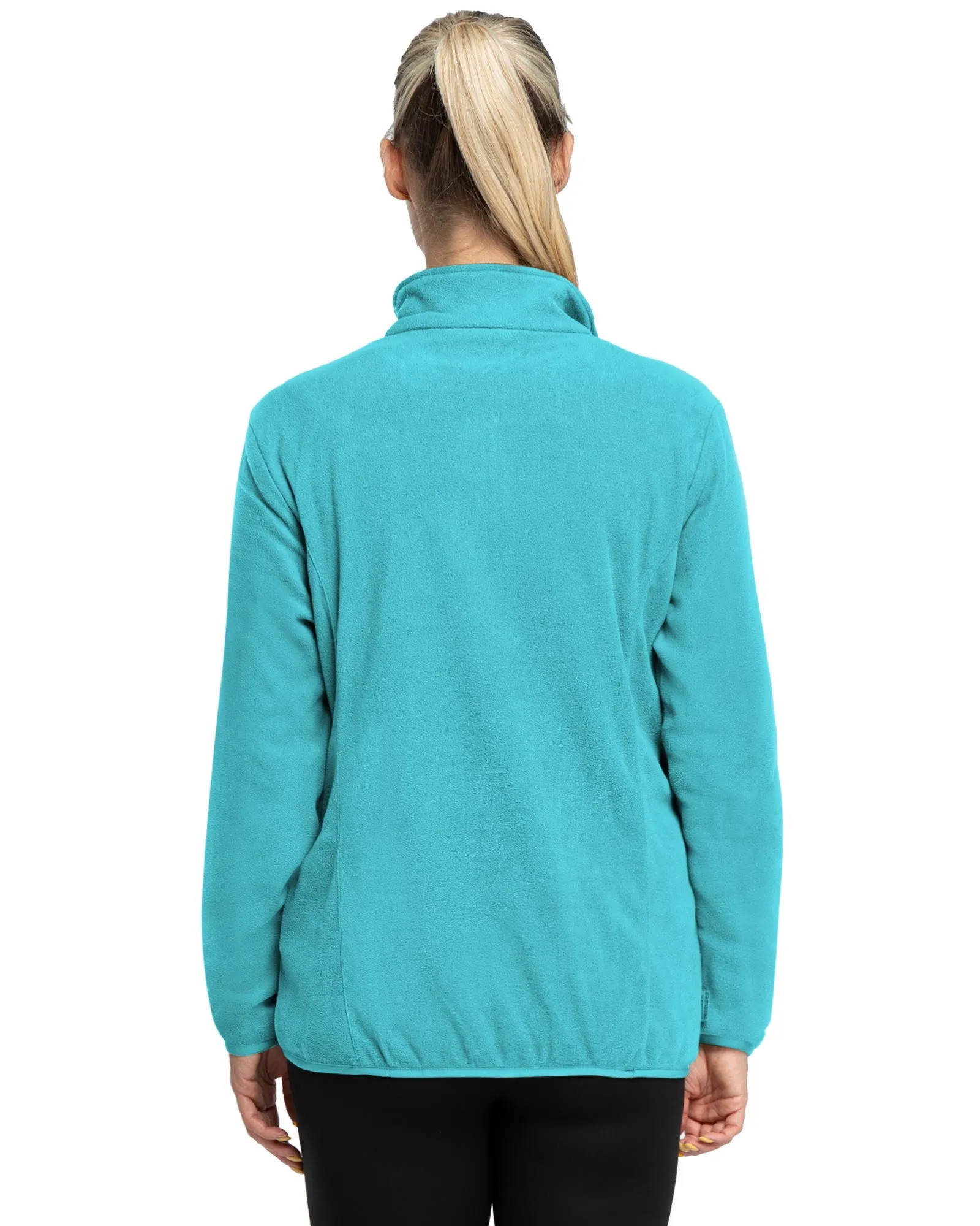 Women's Lightweight Long Sleeve Fleece Pullover Jacket, Quarter Zip Top Warm Polar Sweatshirt with Zipper Pockets