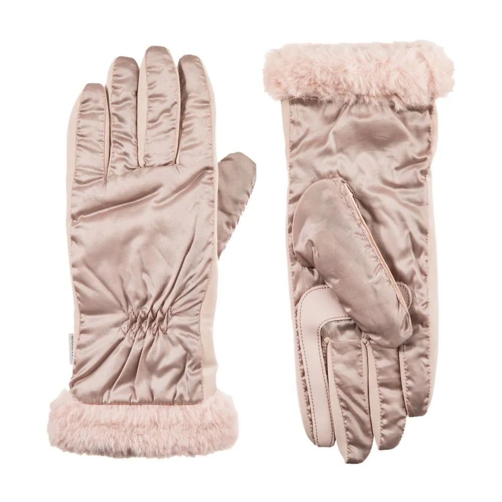 Women’s Quilted Gloves with Faux Fur Cuff