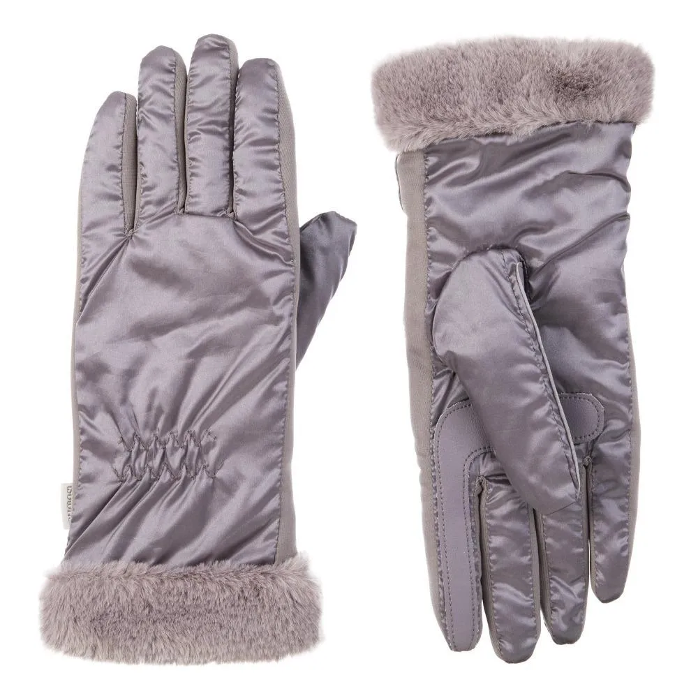 Women’s Quilted Gloves with Faux Fur Cuff