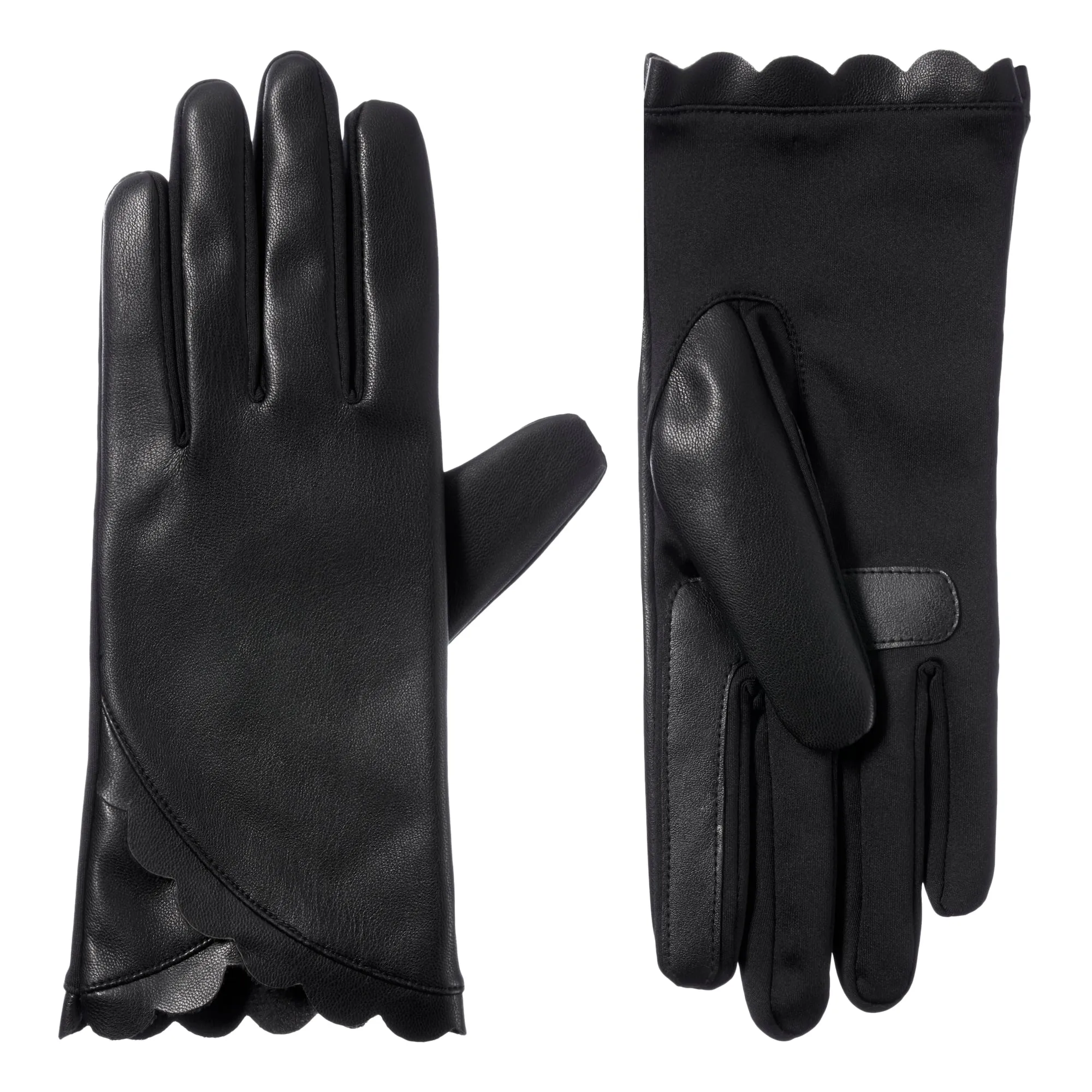 Women's Rosie Faux Leather Shortie Gloves with Scallop Hem and smarTouch®