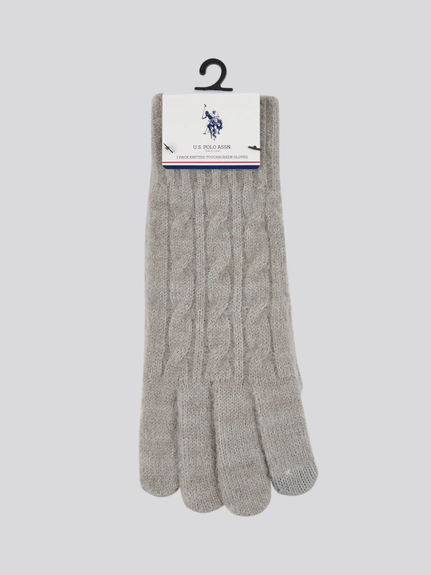 Womens Signature Cable Knit Touchscreen Gloves in Pearl Grey Marl