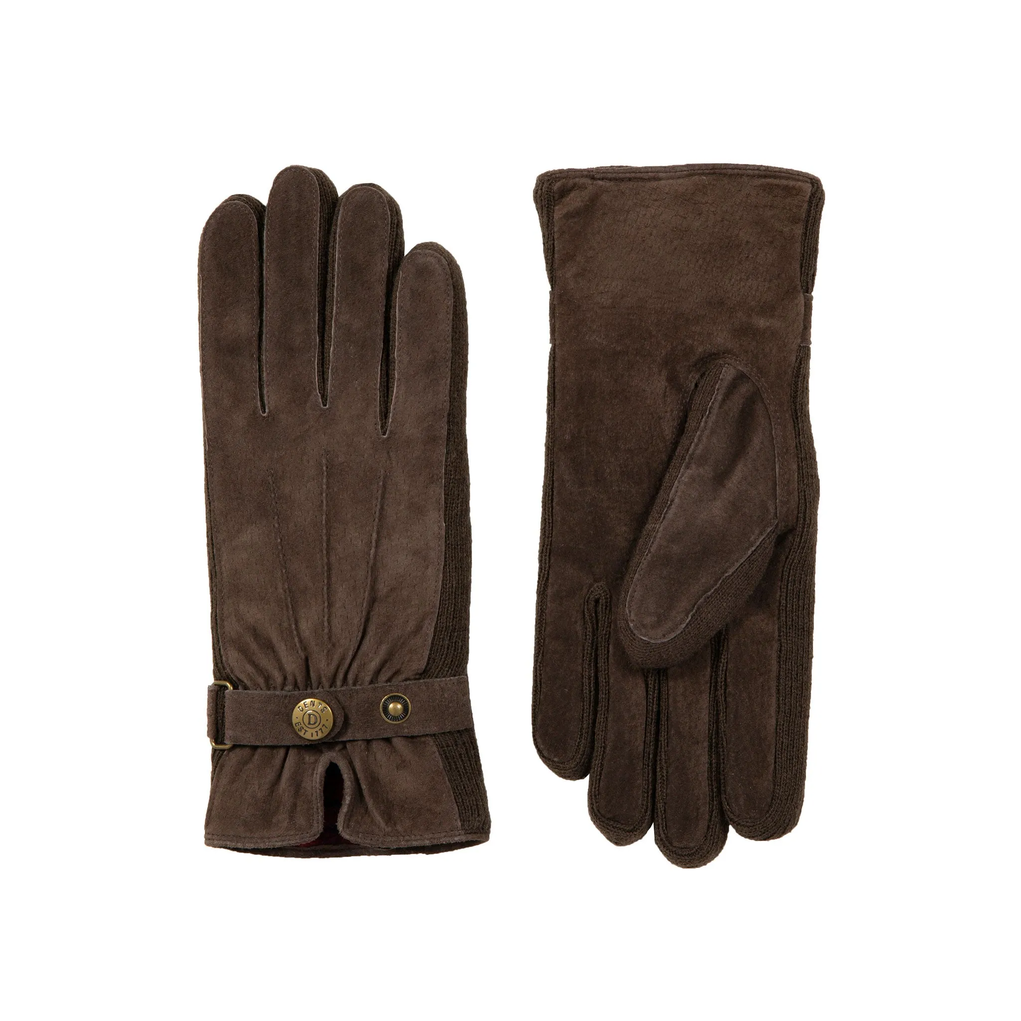 Women's Three-Point Fleece-Lined Suede Gloves