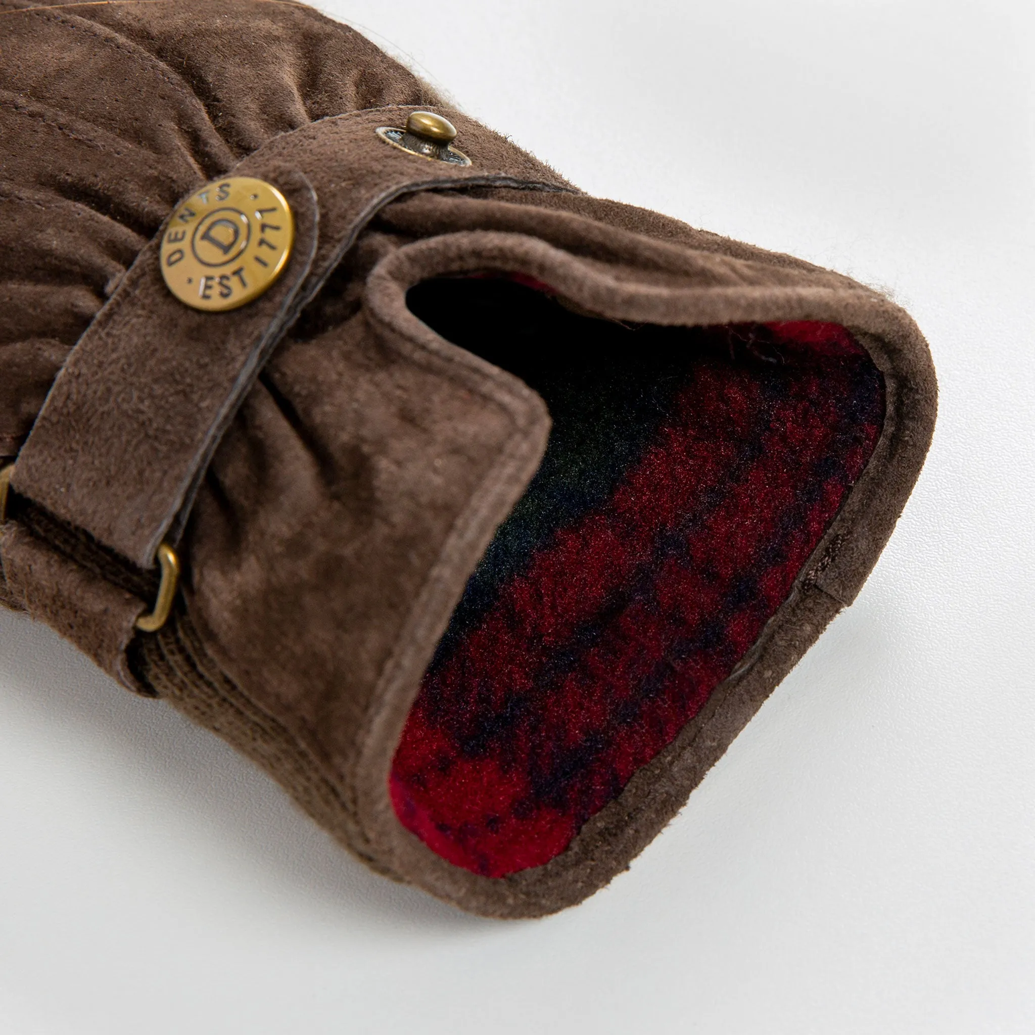 Women's Three-Point Fleece-Lined Suede Gloves