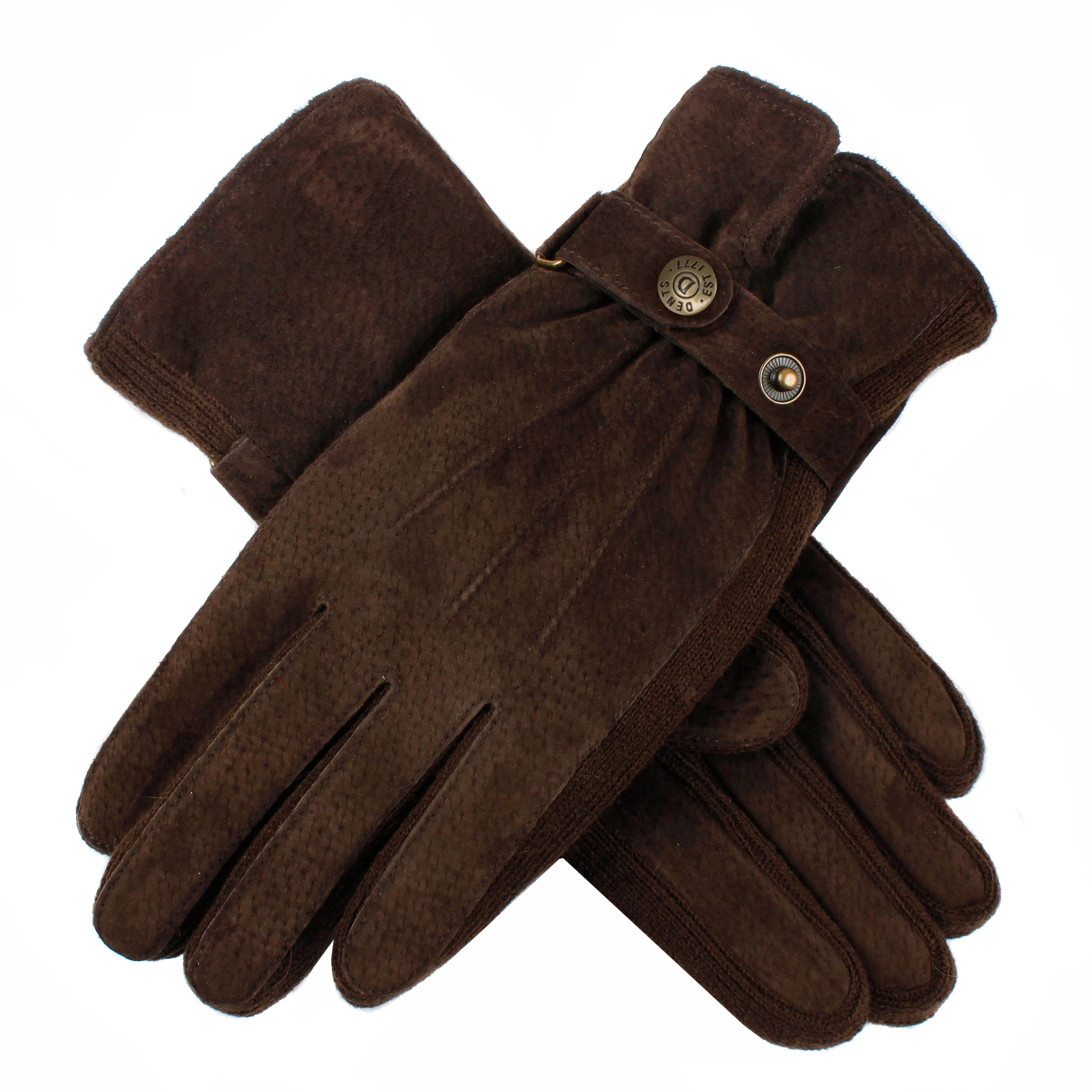 Women's Three-Point Fleece-Lined Suede Gloves