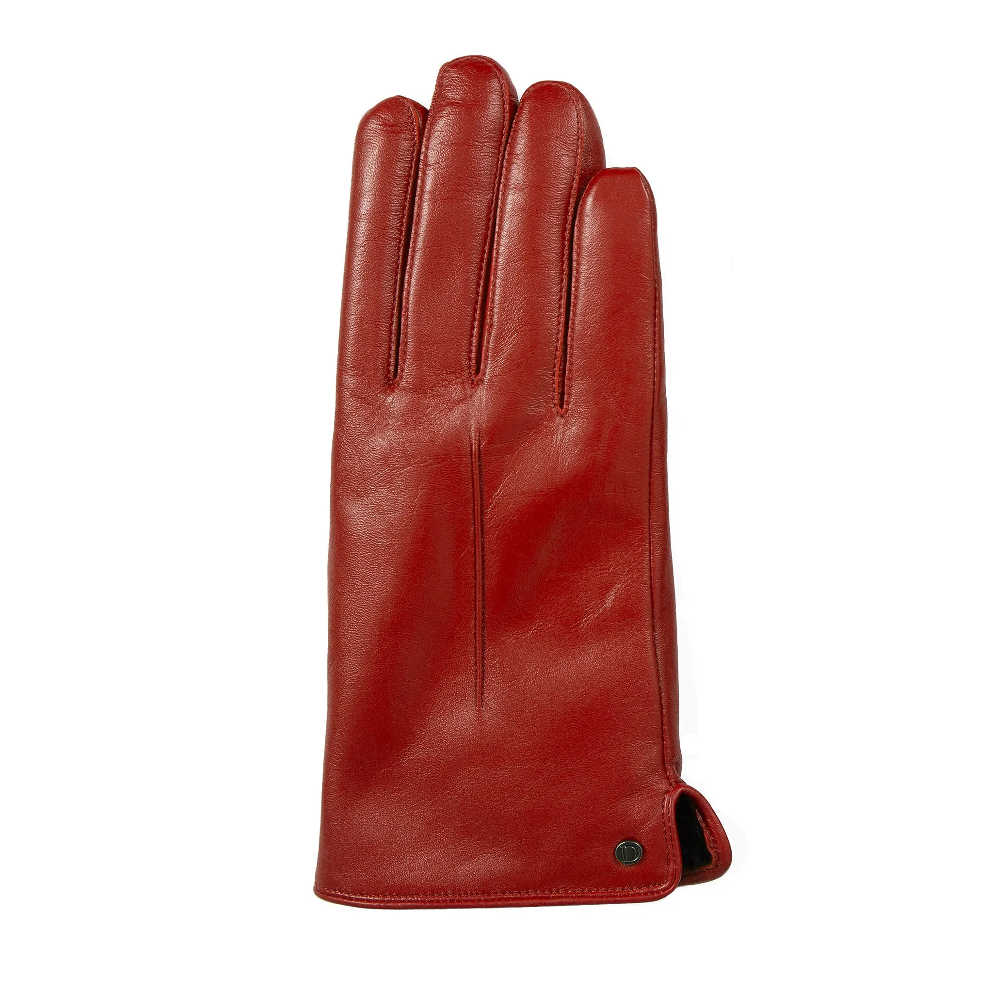 Women’s Touchscreen Single-Point Faux Fur-Lined Leather Gloves