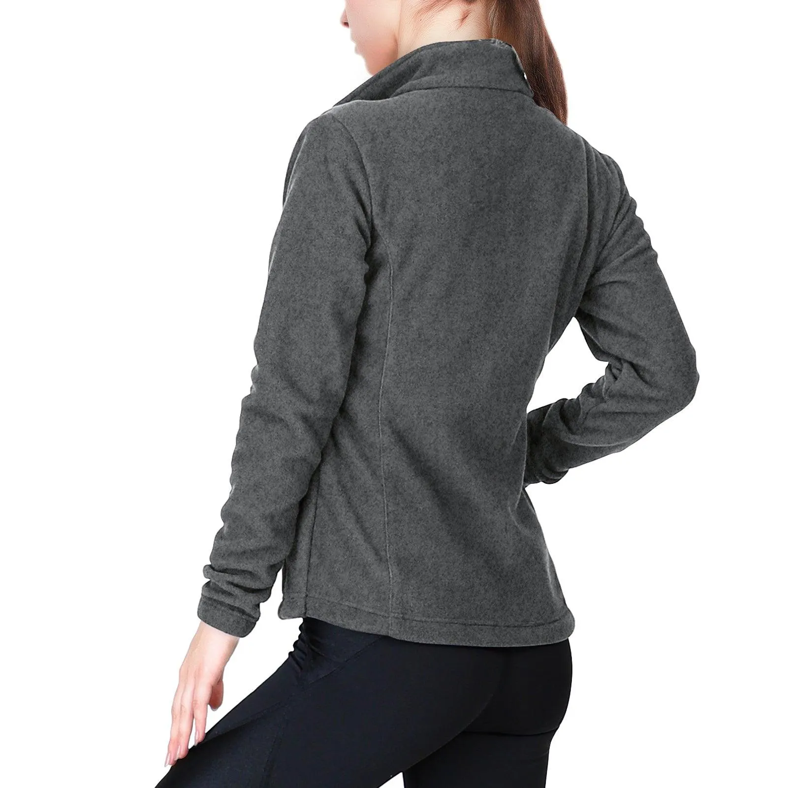 Women's Zip Up Fleece Jacket, Long Sleeve Warm Soft Polar Lightweight Coat with Pockets for Winter