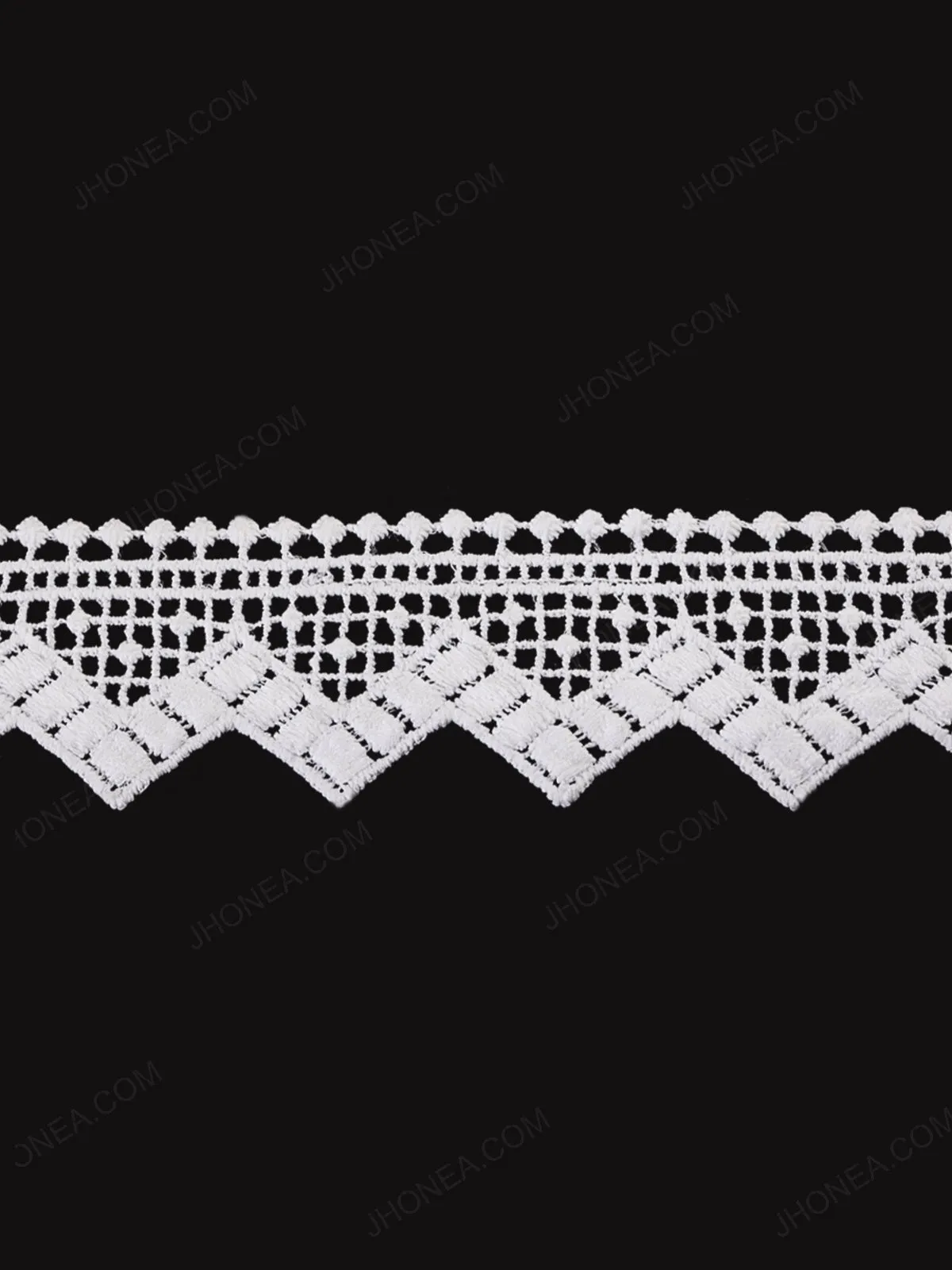 Zig-Zag Design White Guipure Border Lace Trim